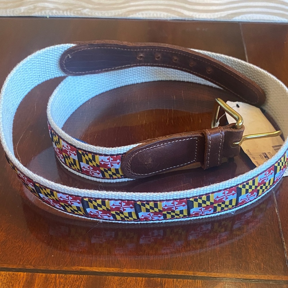 38 belt Canvas Woven Belt with Maryland-Inspired Pattern - Red, Yellow & Black - Picture 5 of 5